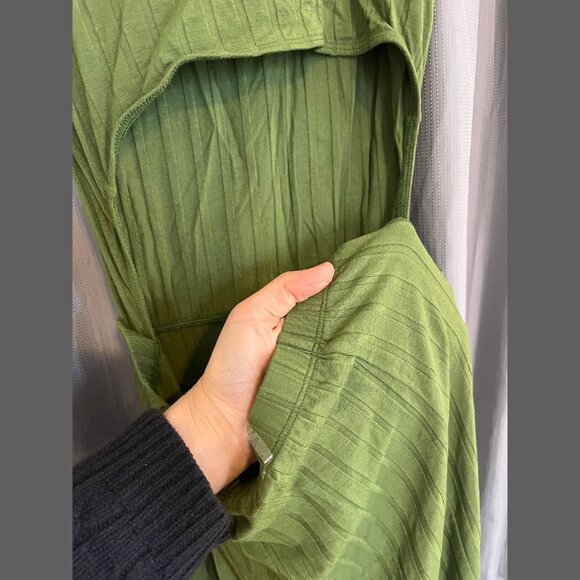 AMOUR VERT NWT Kelly Ribbed Open Back Long MIDI Dress in Pear | L NWT - Picture 6 of 8
